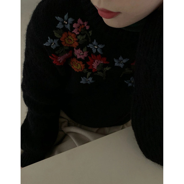 HoleKon/Heavy Industry Vintage Sweater Retro Embroidery Medieval Vintage Sweater Pullover Niche Crochet Top