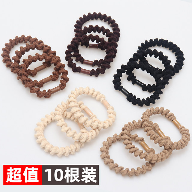 Black high ponytail head rope Simple temperament rubber band female tie hair rope high elastic durable hair ring leather sleeve