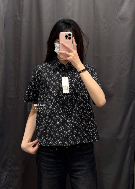 UMIQIO/U Home Lapel Simple Casual Floral Shirt Short Sleeve Shirt Versatile Top475754/475672
