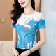 Round neck printed short-sleeved T-shirt for women in summer 2025 new fashionable mesh base shirt design fashionable top
