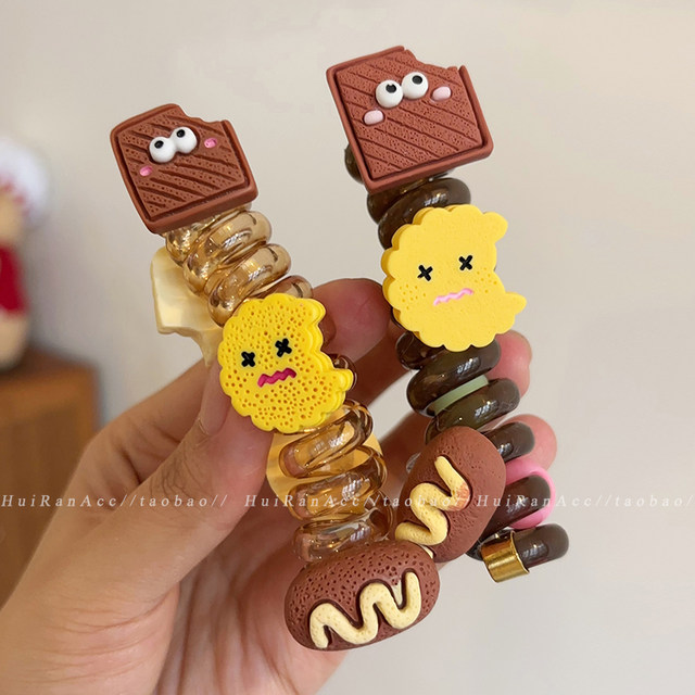 Cute cartoon bubble braid phone line hair loop hair rope girl sweet high-end feeling not hurt hair tie ponytail hair rope hair accessories
