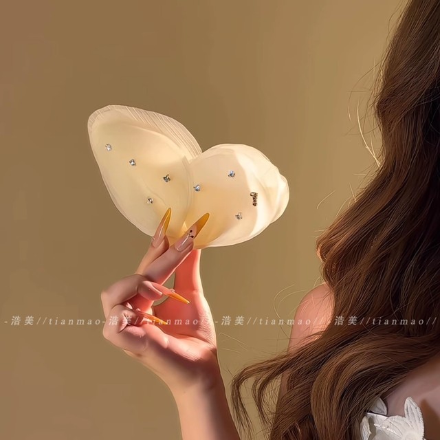 Snow mist butterfly~Gentle bright gauze butterfly exquisite clip female plump hair shark hair clip hair accessories