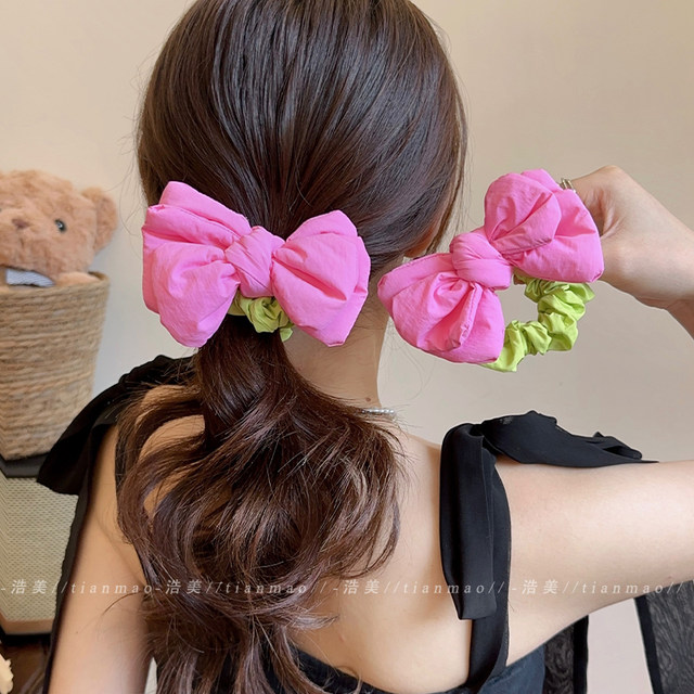 Rose red bow hair ring women's dopamine hair accessories 2025 new high ...
