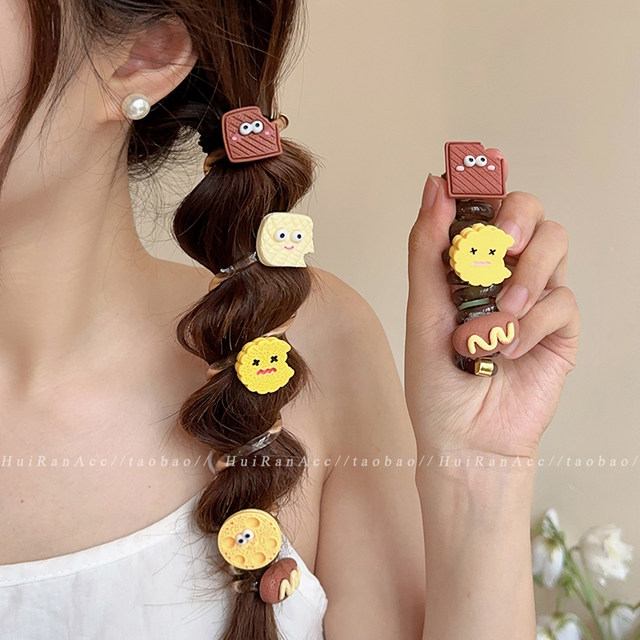 Cute cartoon bubble braid phone line hair loop hair rope girl sweet high-end feeling not hurt hair tie ponytail hair rope hair accessories
