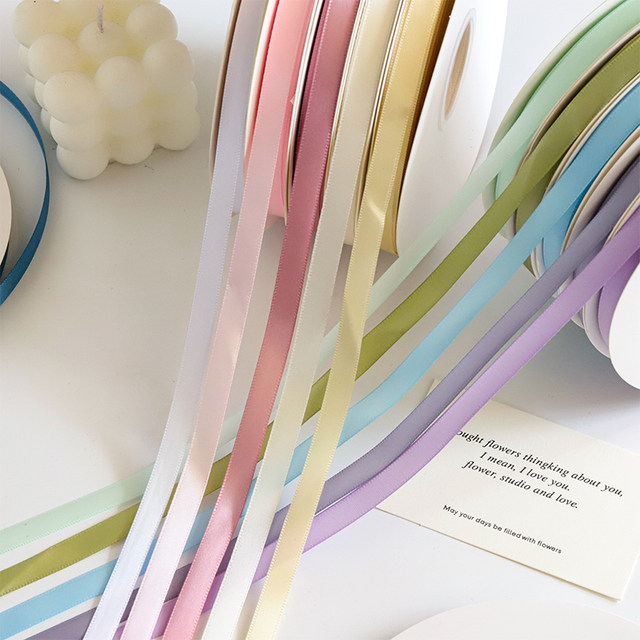 Macaron polyester ribbon 1.0cm solid color ribbon floral packaging DIY strap baking cake bow ribbon