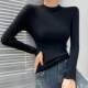 Yellow half-turtleneck wool sweater thin and slightly transparent inside to wear sweater outside 2025 super nice base shirt