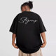 STA official store trendy brand new American cursive font short-sleeved t-shirts for men and women summer high street pure cotton couple half-sleeved