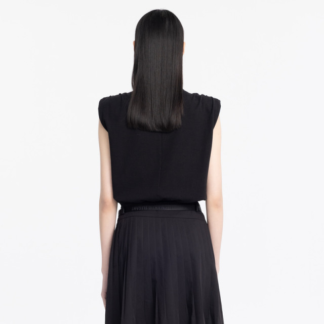 XG/Xuege XJ201019A690 Black Ruffle Sleeveless T-shirt Fashion Summer New V-neck Top Women's Clothes
