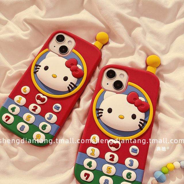 Japanese and Korean red KT cat PHS suitable for Apple 16ProMax mobile phone case iphone16 new 17air cartoon 15 cute 14 creative 13 female model 15promax soft silicone protective cover