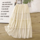 French ballet style lace cotton embroidery spliced ​​cake skirt mid-length A-line temperament sweet skirt