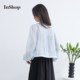 
INSHOP new adjustable drawstring hem shirt jacket women's loose lapel sun protection shirt