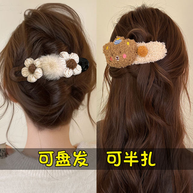 Autumn and winter flower duckbill hair clip women's 2025 new high-end hair grab clip back of the head one-word clip headwear