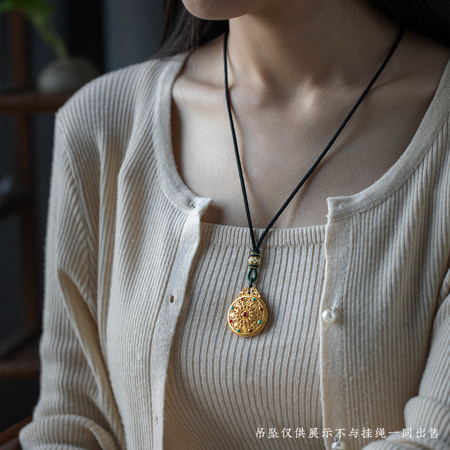 Gold safety buckle lanyard hand-woven rope necklace rope women's jade pendant lanyard jade pendant pendant rope