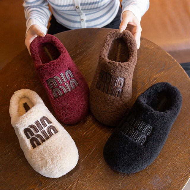 Baotou half slippers women's velvet snow boots 2025 winter new style slip-on outer wear warm cotton shoes furry slippers