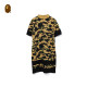 BAPE women's spring and summer camouflage pattern spliced ​​mesh half-high neck short-sleeved dress 135501E