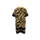 BAPE women's spring and summer camouflage pattern spliced ​​mesh half-high neck short-sleeved dress 135501E