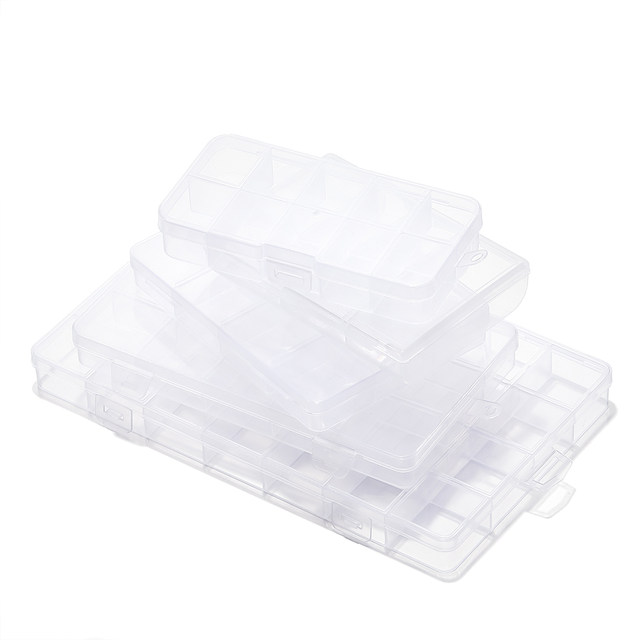 Large capacity transparent plastic storage box multifunctional jewelry bead placement tool box 24 grids 28 grids