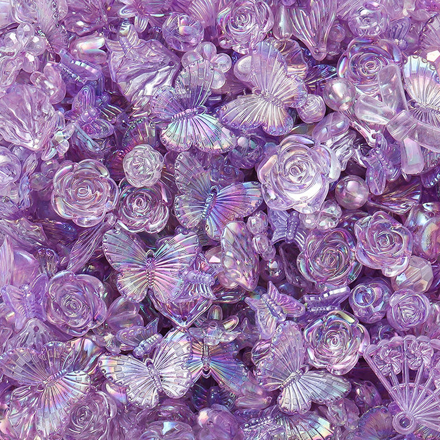 Acrylic AB color flowers and butterflies mixed blind box beads transparent with holes diy mobile phone case bracelet necklace material package