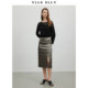 YLLE ELLY tiger pattern printed skirt 2023 early autumn new invisible zipper high waist slit straight long skirt