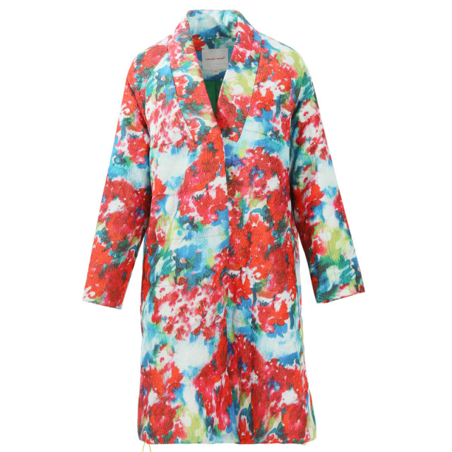 Ground Show/Ge Lanxiu printed cotton coat long concealed button loose straight cotton coat women's long winter style
