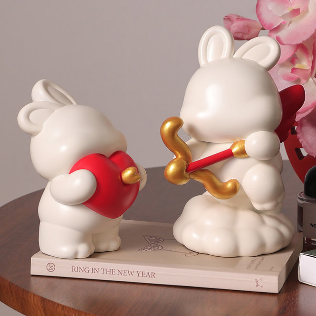 Creative Kewpie Rabbit Couple Night Light Table Ornament Wedding Gift Engagement Living Room Desktop Wine Cabinet Decoration Gift