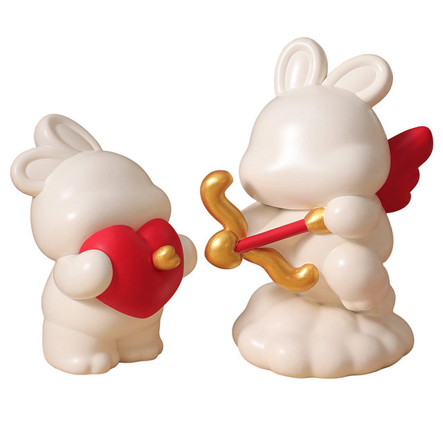Creative Kewpie Rabbit Couple Night Light Table Ornament Wedding Gift Engagement Living Room Desktop Wine Cabinet Decoration Gift