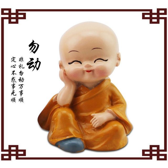 Ceramic cute four-no-zen little monk ornaments home and garden decoration purple sand crafts creative mini flower pots