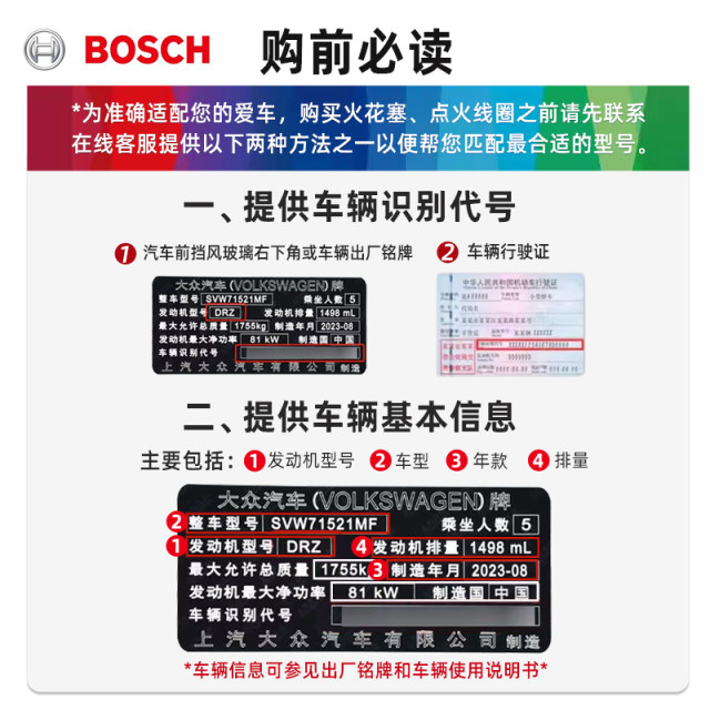 Bosch double iridium spark plugs are suitable for China V3 V5 V6 H3 H220 H230 H320 H330 H530