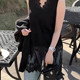2-300Jin [Jin is equal to 0.5kg] Fat MM large size sexy lace stitching V-neck sleeveless vest for women black slimming and flesh-covering midi top
