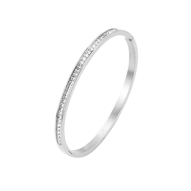 Silver titanium steel bracelet women's high-end zircon ring bracelet hand jewelry silver bracelet bracelet string bracelet new style