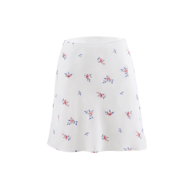 Lily Rose French white floral skirt A-line high-waisted slim print small skirt