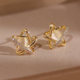 Diamond-encrusted opal star earrings, elegant, simple and versatile earrings, niche, exquisite ins, small, high-end earrings