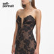 self-portrait 2024 autumn and winter classic black lace flashing diamond galaxy strapless dress