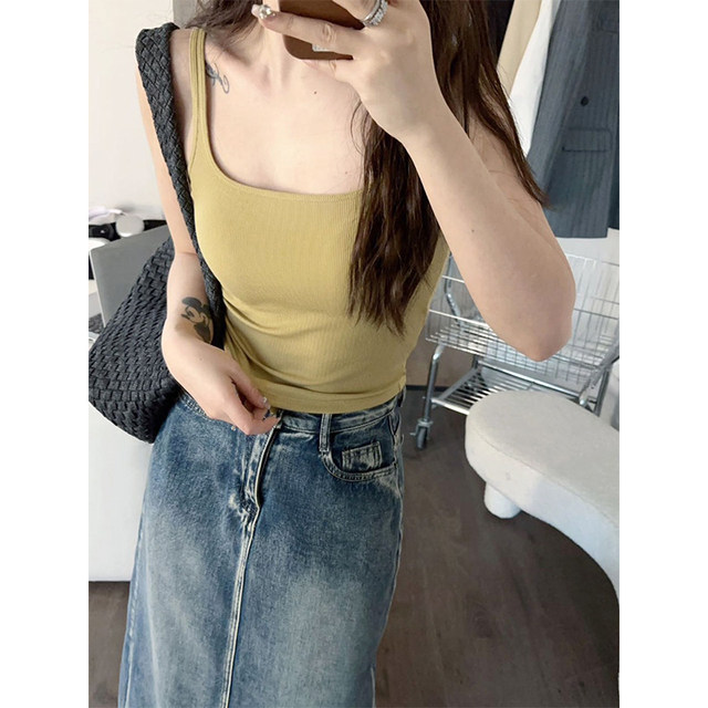 Sling vest for women with 2025 summer new style outerwear cover with breasts and breast pads beautiful back bra integrated top