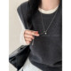 Korean silver sugar cube titanium steel pull-out necklace for women, unique design, autumn and winter long sweater chain, fashionable and versatile accessory