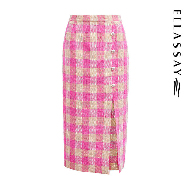 
Glissole summer new cotton red pink slit pencil skirt for women EWW342Q02300