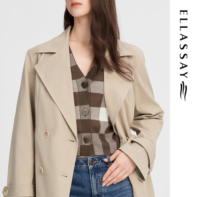 
Gliss Outlet Autumn New Belt Design Classic Short Trench Coat Women EWW343F00900