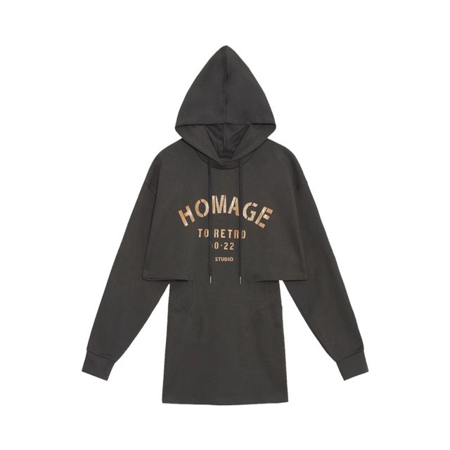 Sweet hot girls frying the street waist hooded sweatshirt dress early autumn women's clothing design sense two-piece hip-cover short skirt