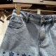 VM NY NB UR2025 summer French sweet age-reducing embroidery hollow spliced ​​denim shorts wide-leg pants women ins