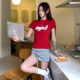 Xishi Chaoshe AGXS summer slim foam logo slim sweet spicy sweet cool stretch American top short-sleeved T-shirt