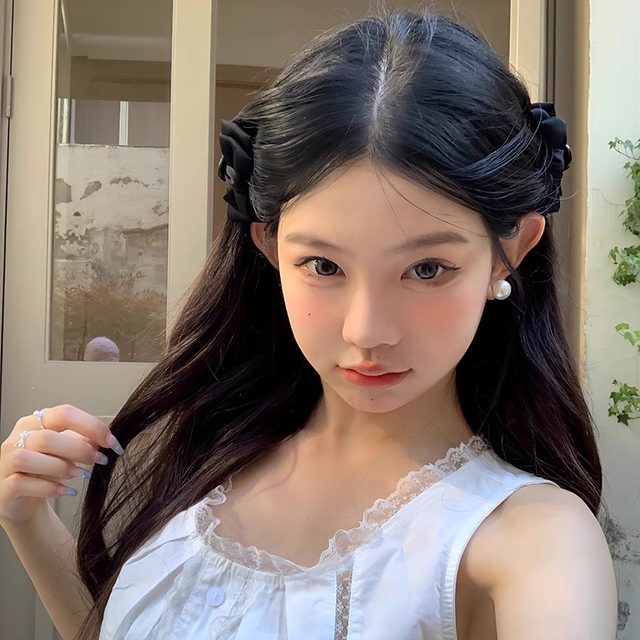 Black Elf Ear Bow Scratch Girl Hairpin Front Princess Head Bangs Shark Clip Headdress Hair Accessories