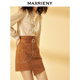 MAXRIENY with chip high -waisted pencil skirt Short skirt denim skirt retro autumn clothes
