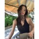 
pusumede slack vibe V-neck suspender vest for women in summer wear sexy hot girl I-length backless sleeveless top