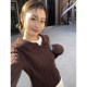 pusumede retro twist polo sweater for women wearing sweaters slim short lapel pullover long sleeve top