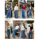 pusumede puppy embroidered age-reducing wide-leg straight jeans for women's design loose trousers high-waist casual pants