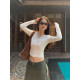 pusumede lace spliced ​​v-neck knitted cardigan for women's design short style slim long-sleeved T-shirt top