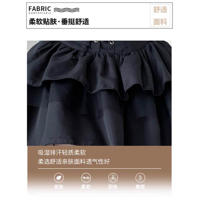 Women's spring and autumn new style short skirt mesh fluffy skirt high waist jk cake A-line tie skirt set
