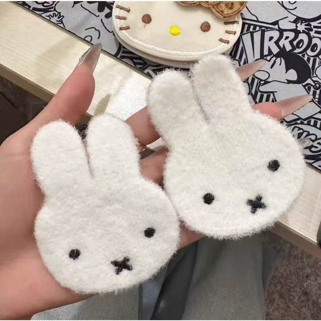 
Homemade Miffy Rabbit Plush Cartoon Post Bangs Stickers Sweet Girl Blackmailing Money Traceless Velcro Hair Accessories