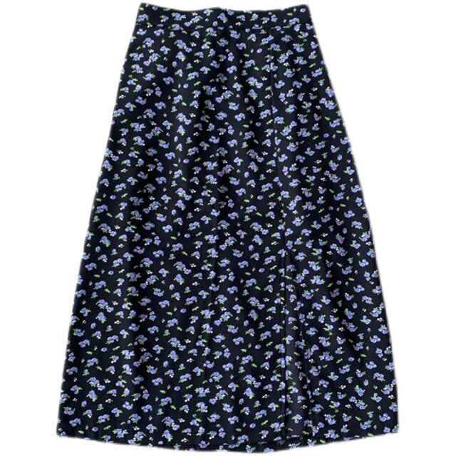 Chiffon mid-length sweet floral skirt large size high waist slim arm-packing skirt fat mm hip long skirt
