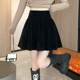 Large size gold velvet A-line skirt showing legs long and short skirt autumn and winter Korean style college style umbrella skirt women's black pleated skirt